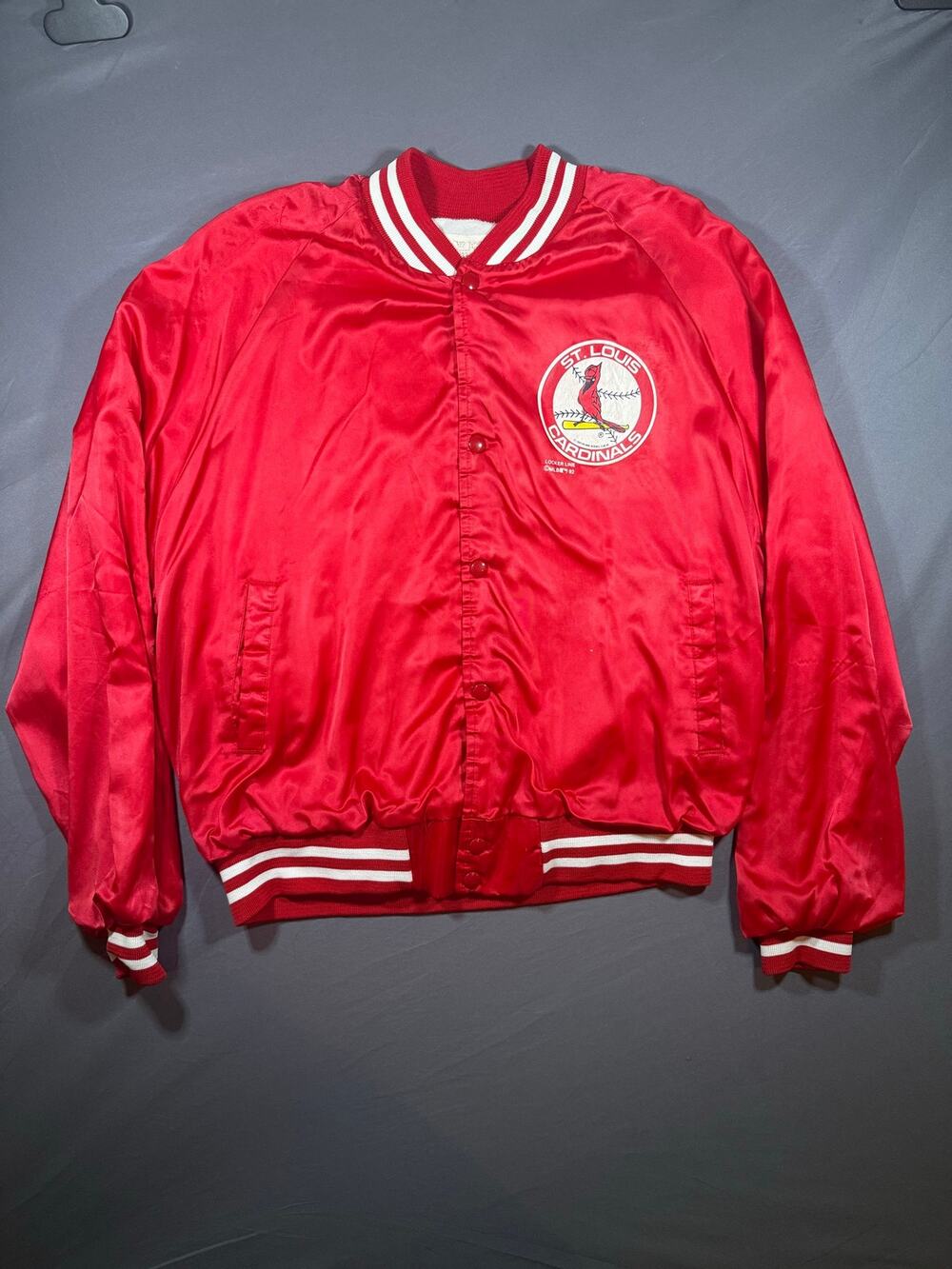 Vintage 1992 St. Louis Cardinals Satin Jacket XL Red Locker Line MLB Snap USA